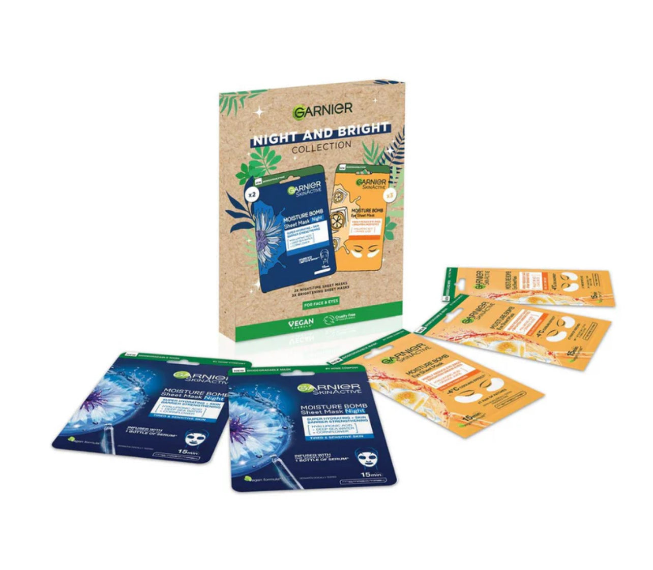 Garnier night & bright mask collection