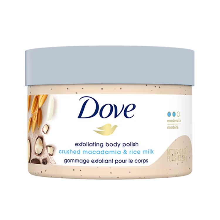 Dove Exfoliating Body Polish scrub Crushed Macadamia And Rice Milk 298g
