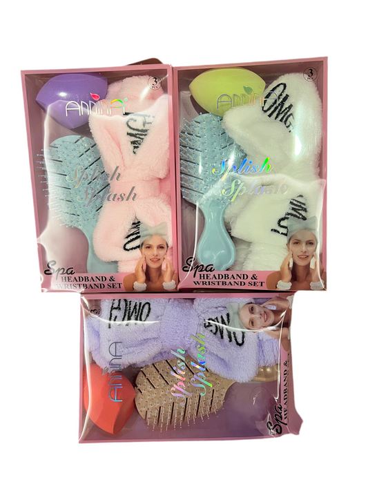Head band set with hair brush & sponge