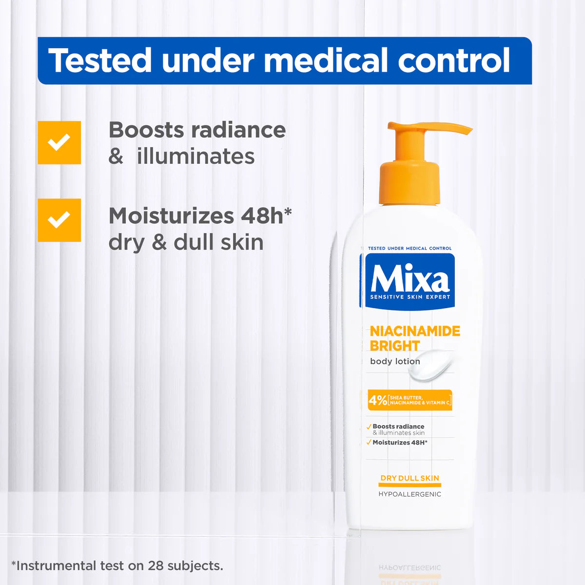 Mixa Niacinamide Bright Body Lotion For Dry & Dull Skin in Need of Unifying With Shea Butter, Niacinamide & Vitamin C 250ml