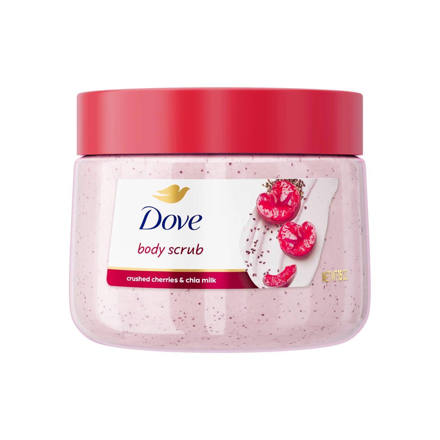 Dove crushed cherries & chia milk body scrub 425g