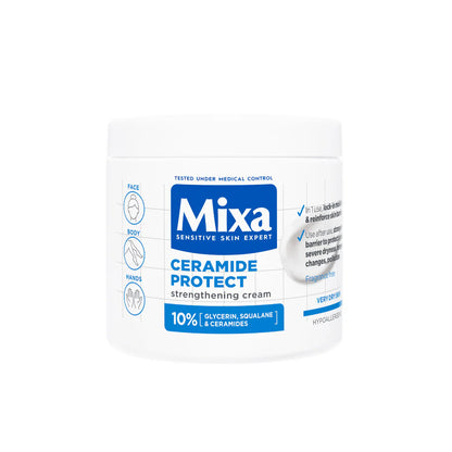 Mixa Ceramide Protect Cream Jar - For Dry, Very Dry and Sensitive Skin - For Face, Hands & Body 400ml